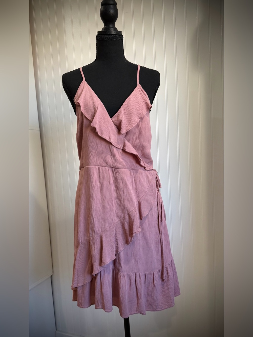 Mossimo Supply Co. Spaghetti Strap Wrap Midi Dress in Dusty Pink